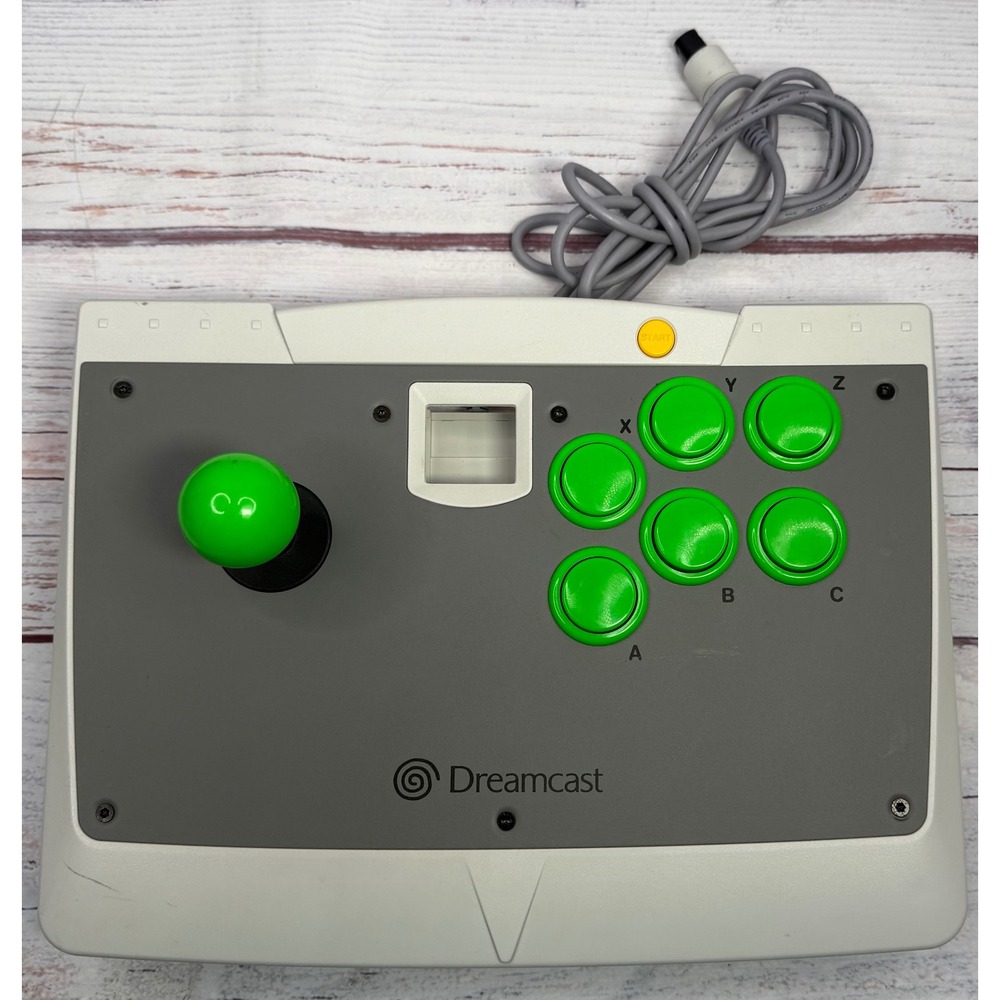 Sega Dreamcast Arcade Stick Agetec HKT-7300 Green Buttons Fighting Controller